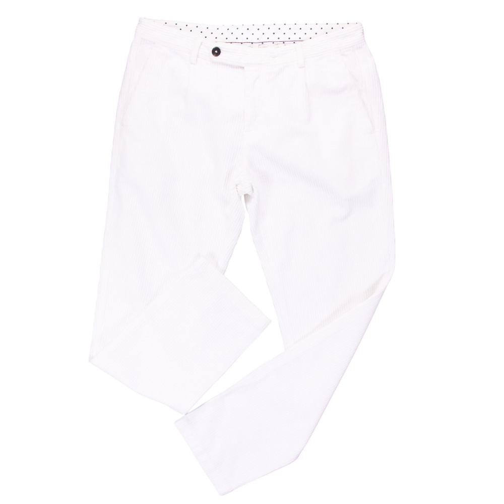 Massimo Alba Watercikir Mens 35x32 EU 50 White Corduroy Pants Made in Italy